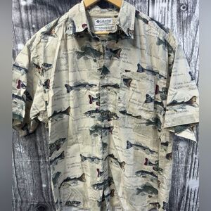 Columbia Fish Casual Button Down Shirt Large